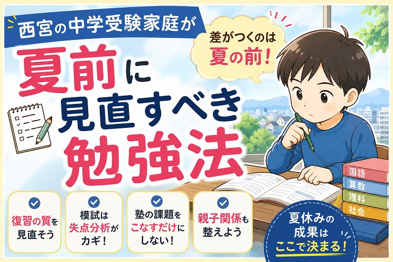 西宮の中学受験家庭が夏前に見直すべき勉強法